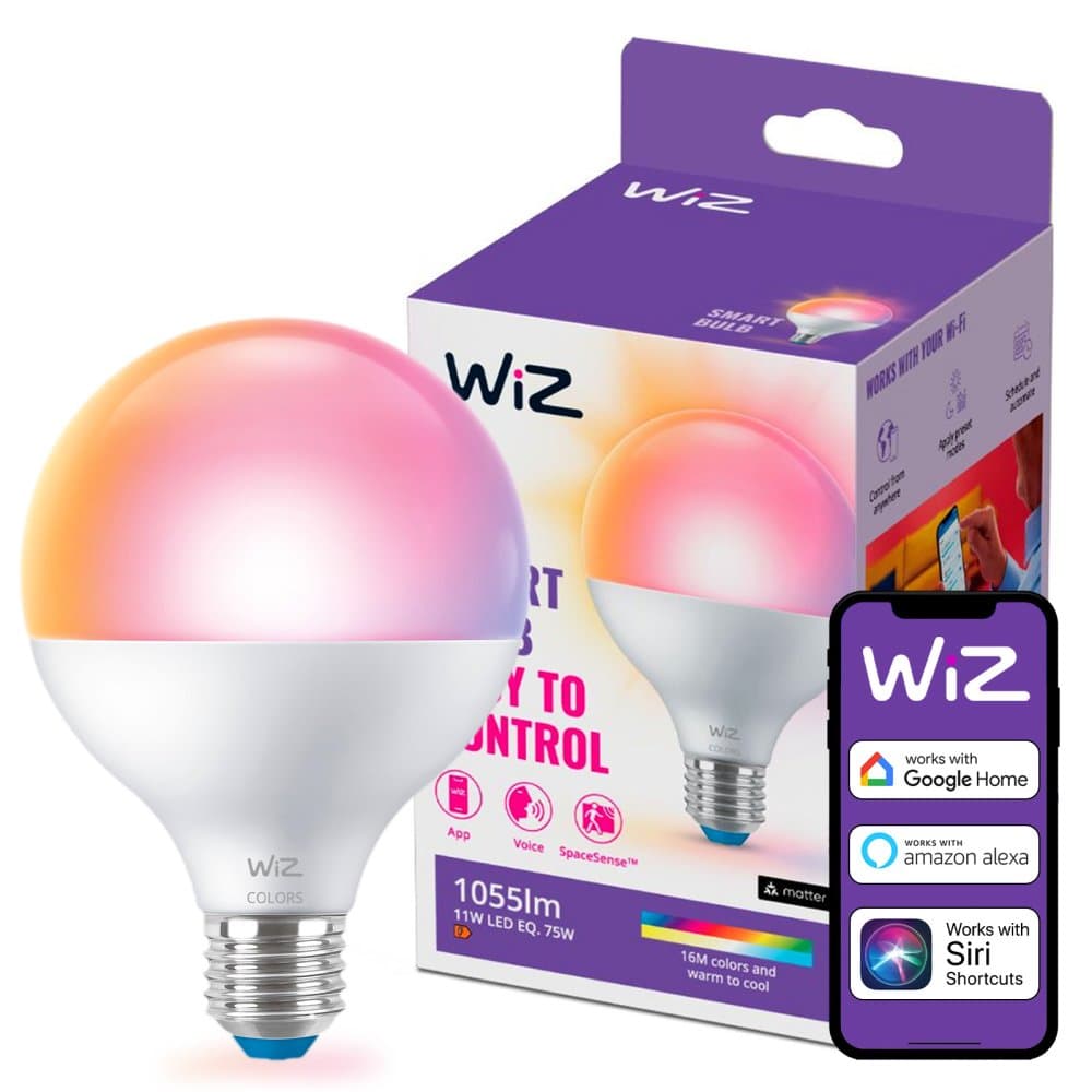LED žiarovka E27 Sphere G95 11W = 75W 1055lm 2200-6500K RGB + TW Smart SMART WiFi Bluetooth App WiZ 1