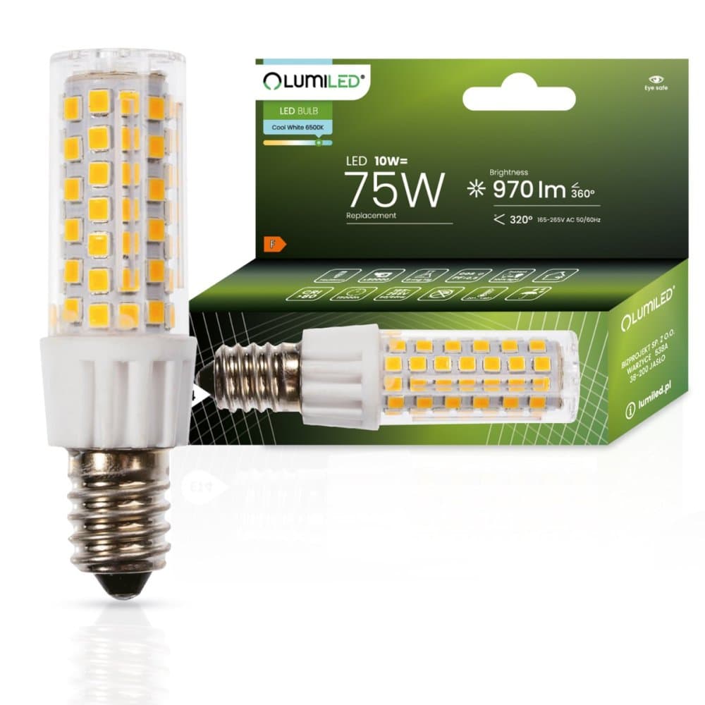 LED žiarovka E14 T25 10W = 75W 970lm 6500K Cold 320° LUMILED