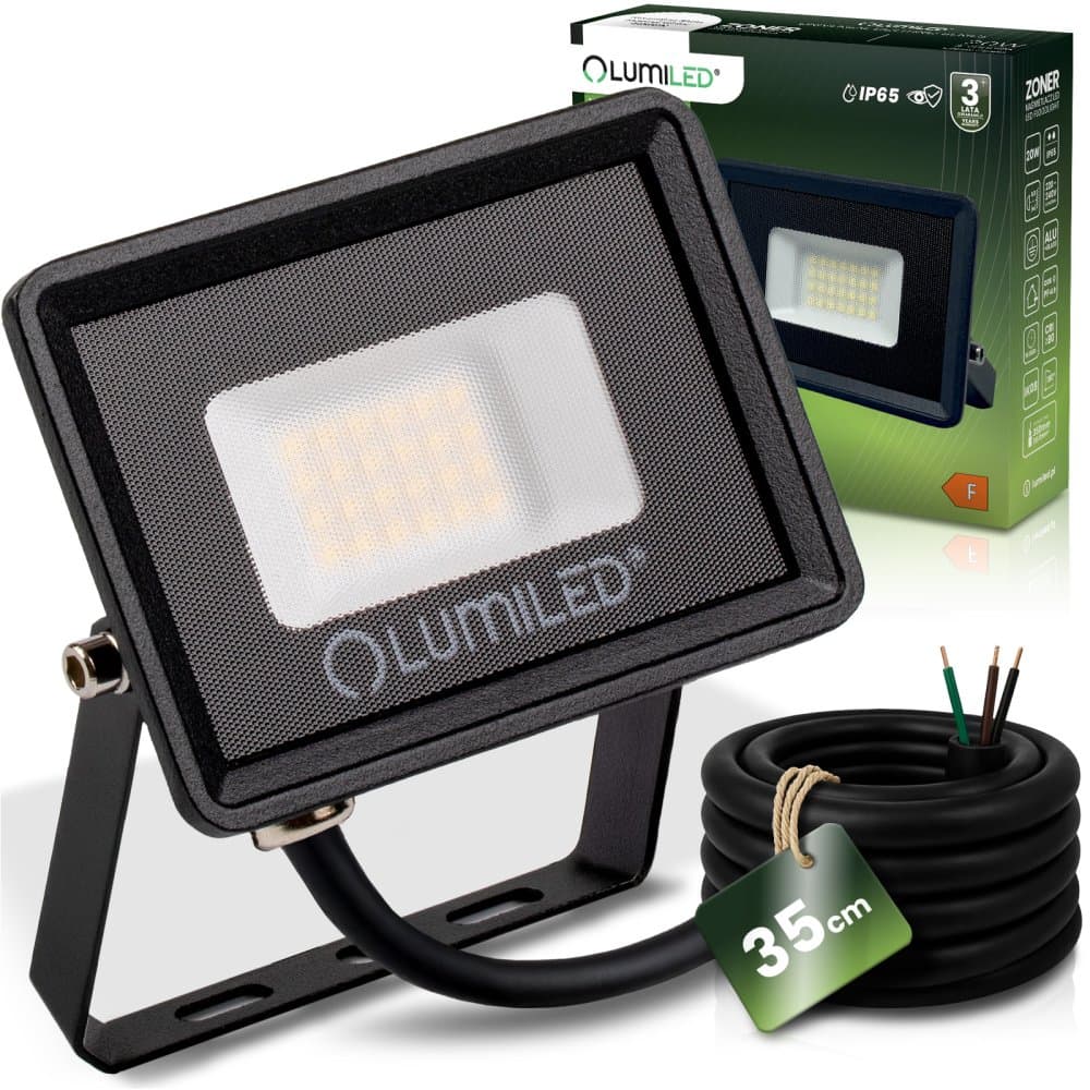 LED reflektor ZONER 20W 1800lm 4000K IP65 čierny LUMILED