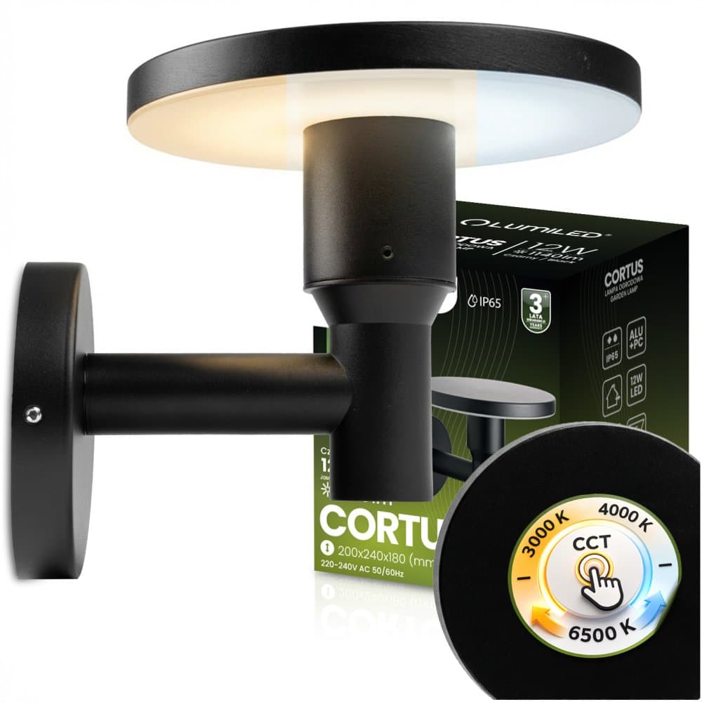 Vonkajšie nástenné svietidlo CCT LED 12W 3000-6500K IP65 CORTUS LUMILED