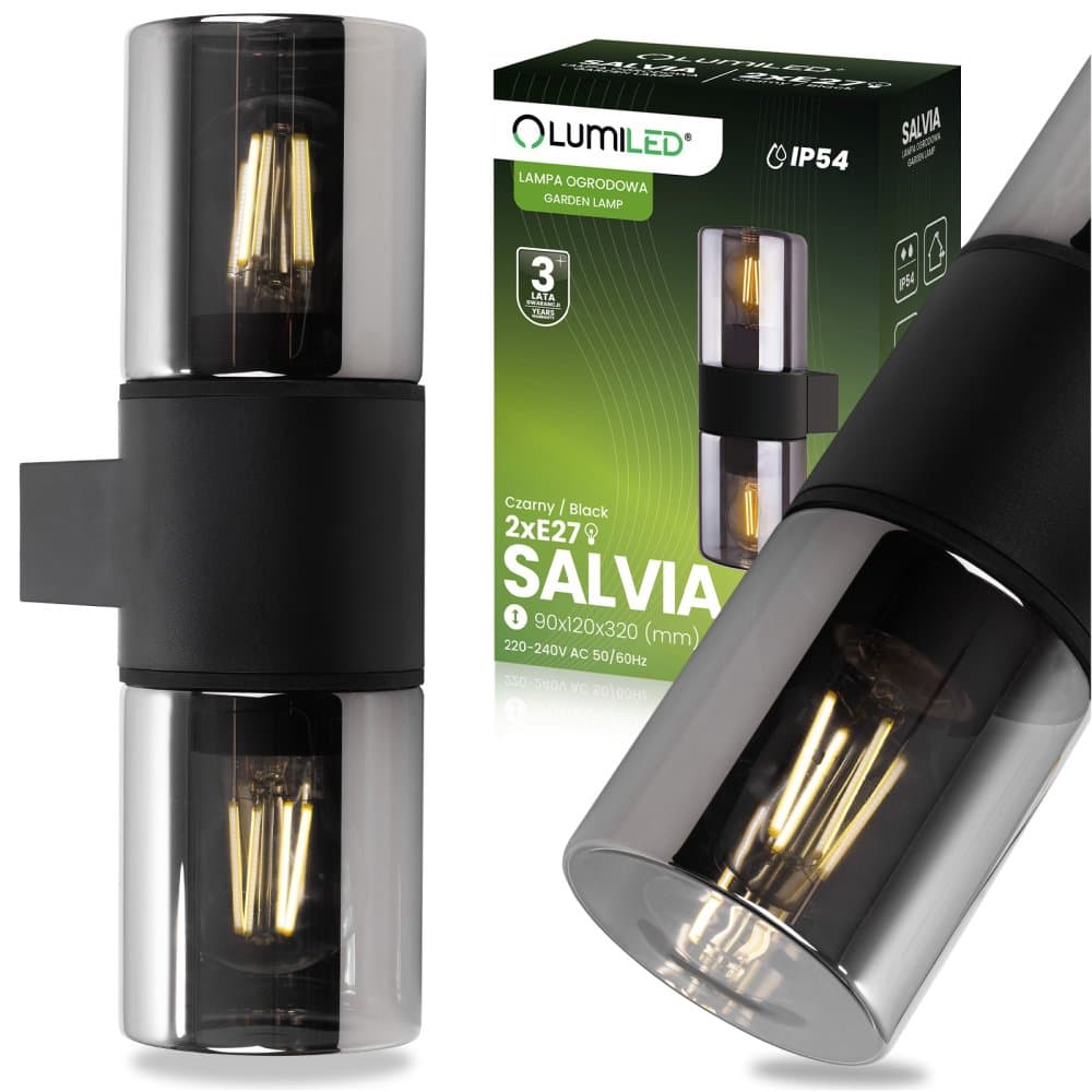 Vonkajšia záhradná nástenná fasádna lampa 2x E27 SALVIA LUMILED