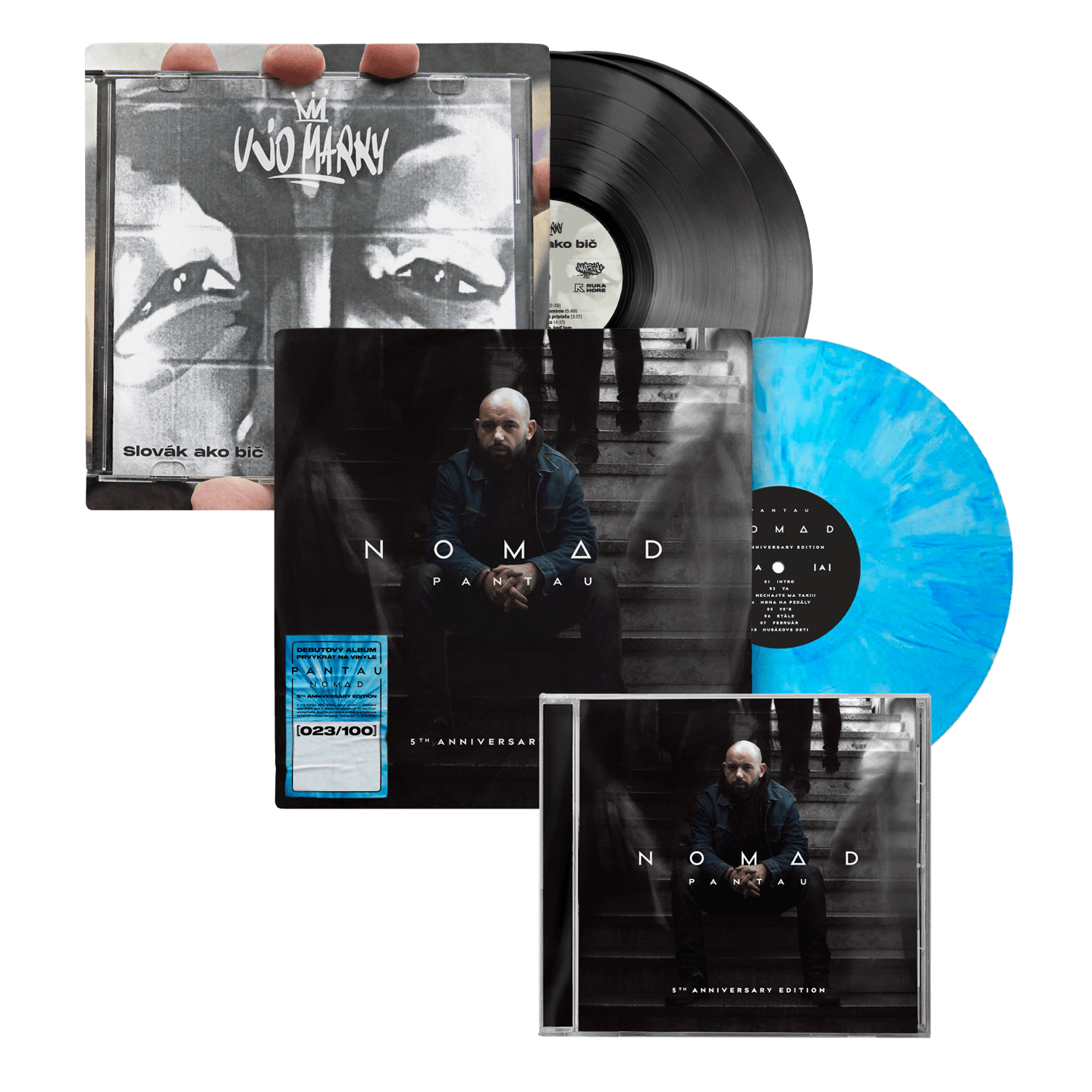 Balík Stará Škola Vinyl Pack - Hip Hop LP Pack: Vinyl Nomad (5th Anniversary Edition) + CD Nomad (5th Anniversary Edition) + Vinyl Ujo Marky - Slovák Ako Bič
