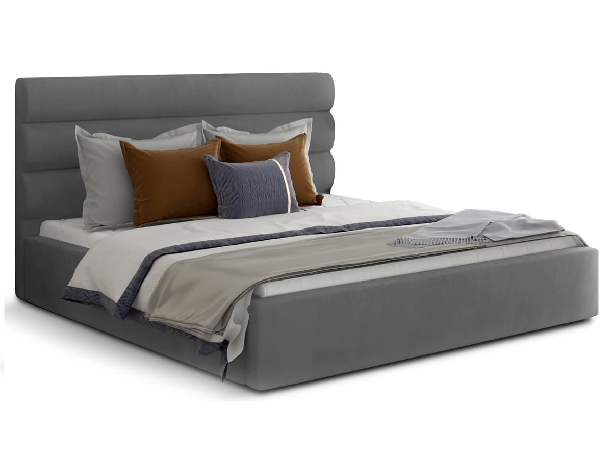 NABBI Casos UP 200 čalúnená manželská posteľ s roštom sivá 1