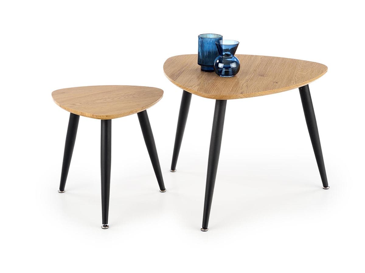 HALMAR Nicea 2 konferenčný stolík (2 ks) dub zlatý / čierna 1
