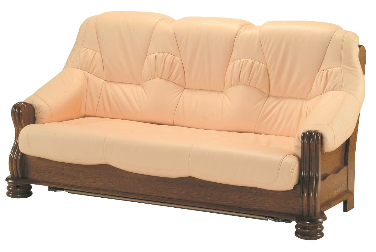PYKA Adam kožená trojsedačka drevo D3 / svetlomarhuľová (Rose white) 1