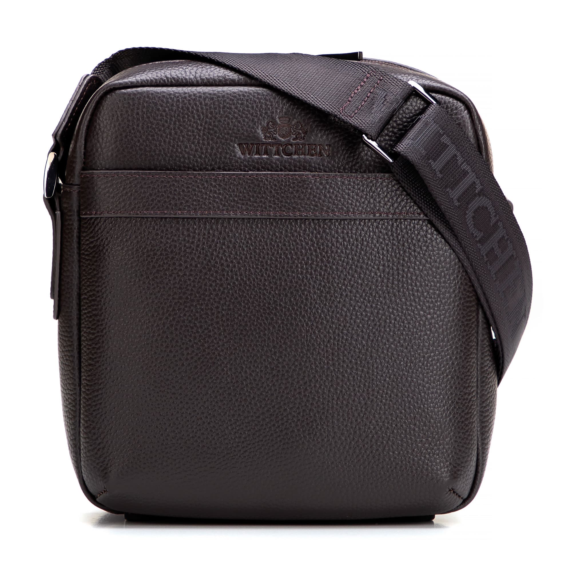 Pánska kožená crossbody taška so zrnitou textúrou hnedá 29-4U-307-4 1