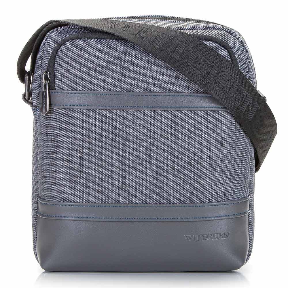 Priestranná pánska crossbody taška z ekologickej kože modrá 92-4P-501-8