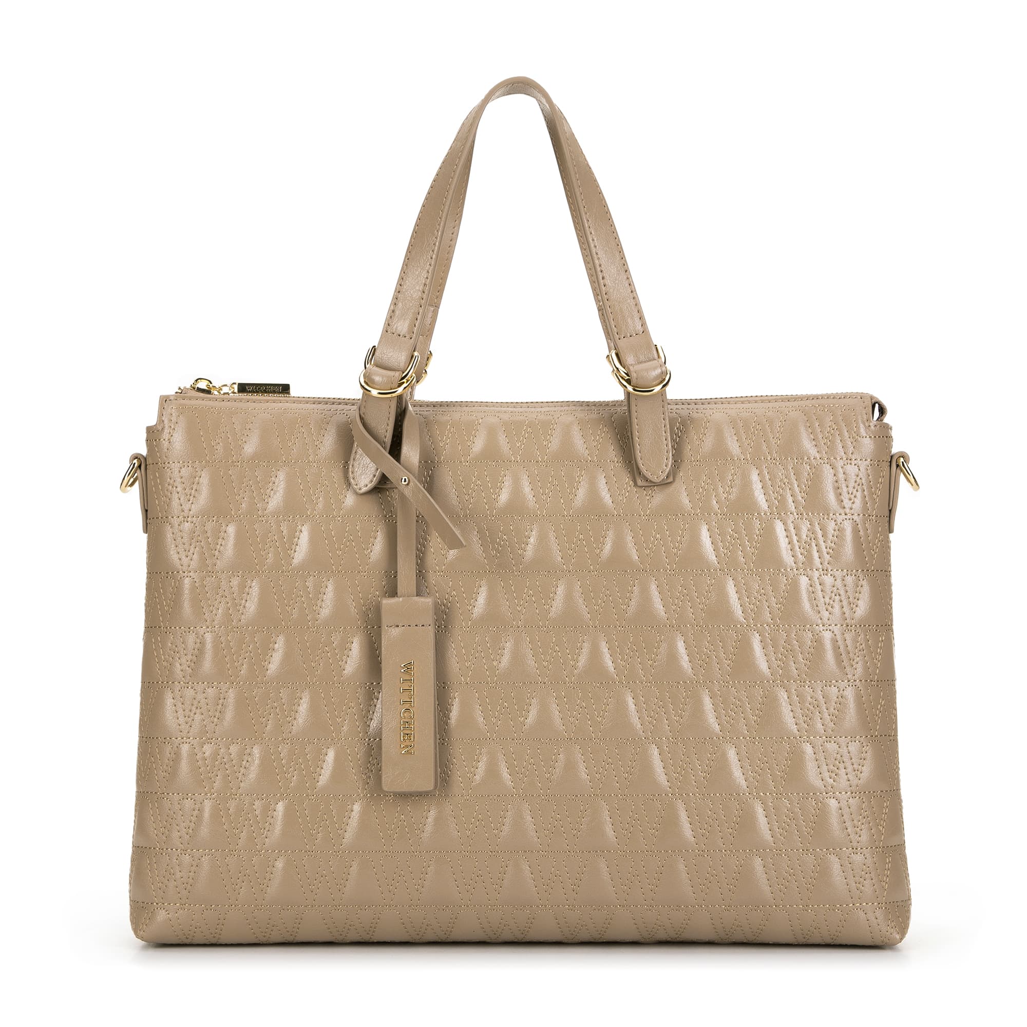 Damska torba na laptopa 14'' w geometryczny wzór beżowa 99-4E-633-9 1