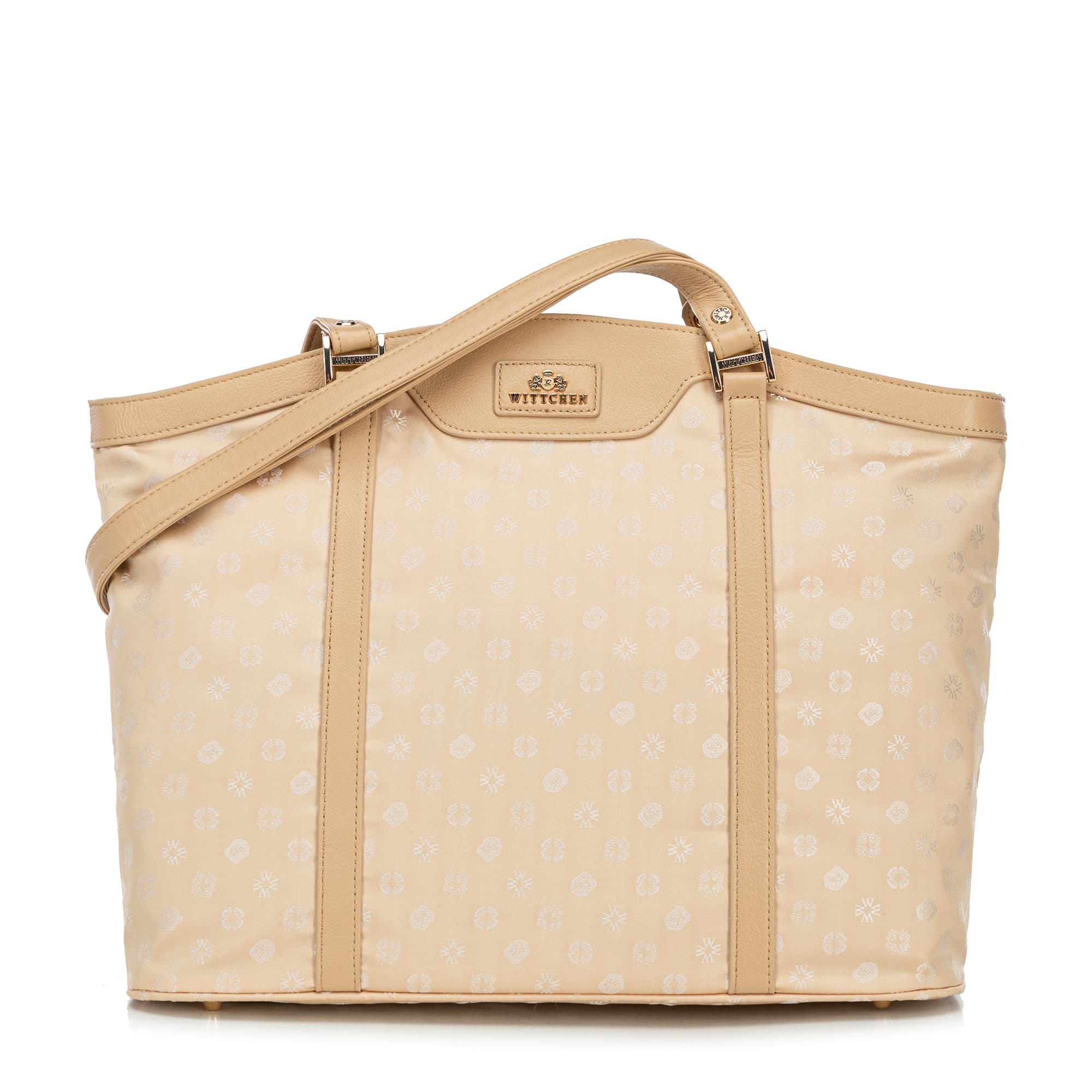 Dámska shopper kabelka zo žakáru krémová 98-4E-904-0