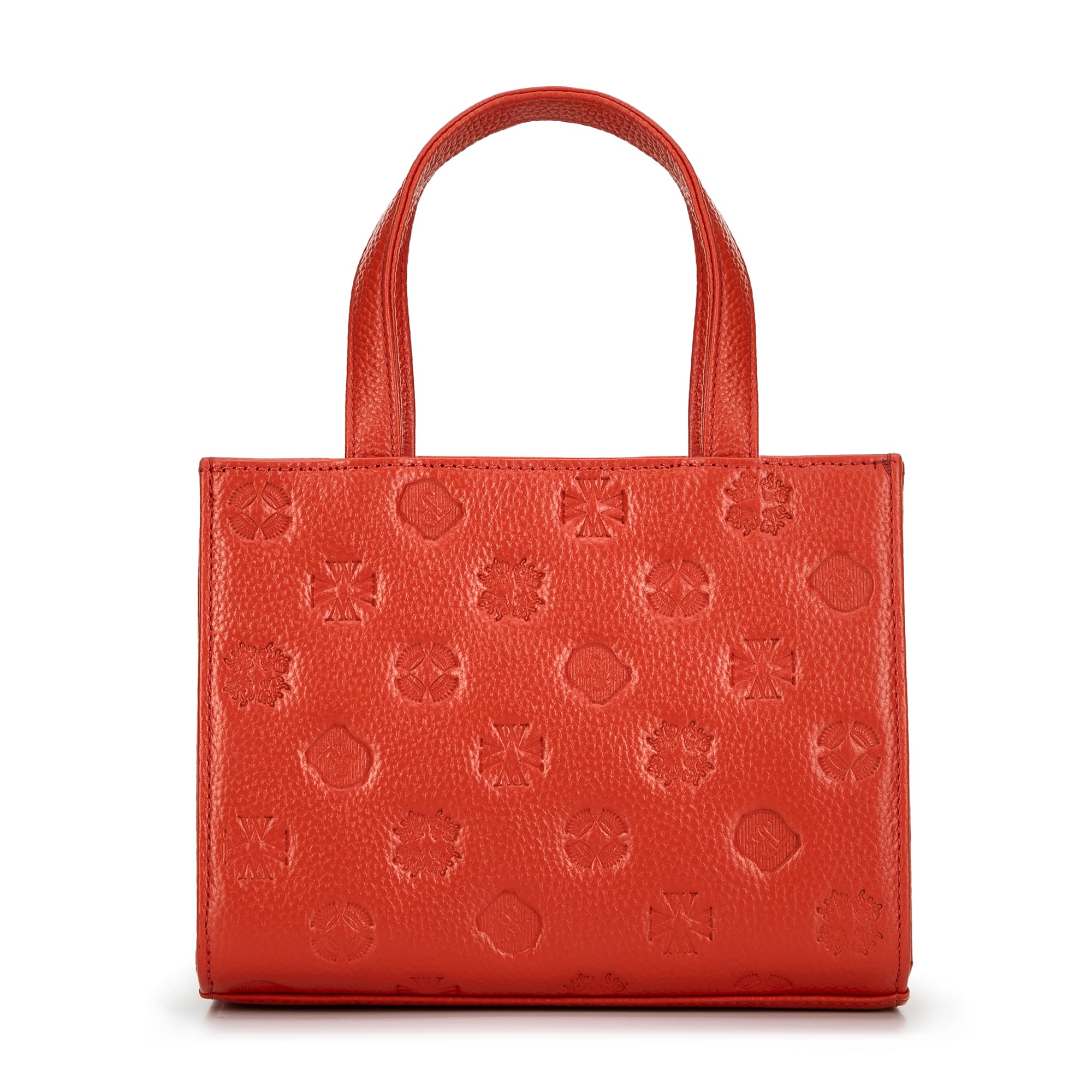 Kožená crossbody kabelka s razením oranžová 99-4E-303-6 1