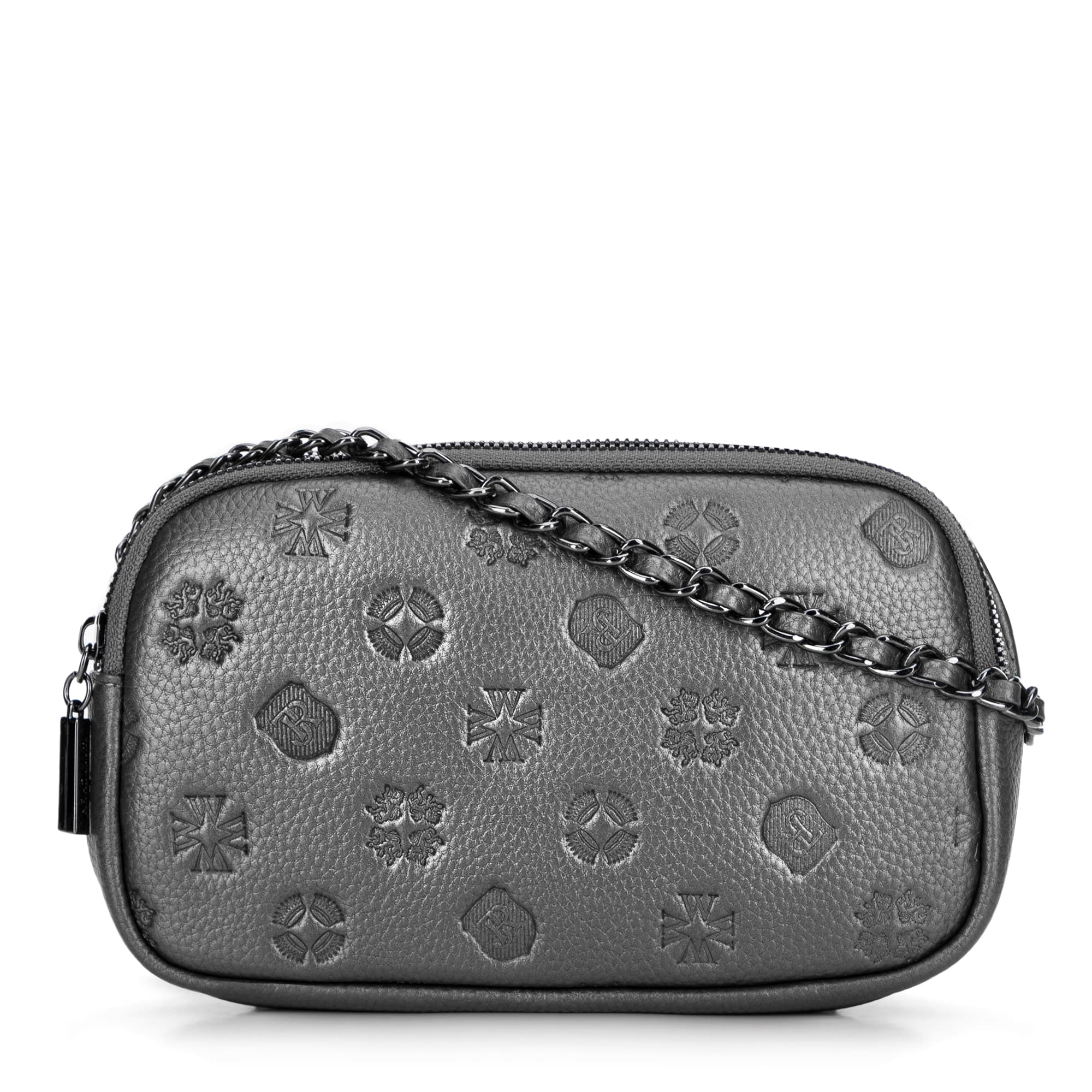 Kožená crossbody kabelka s razením bordová 99-4E-307-3 1