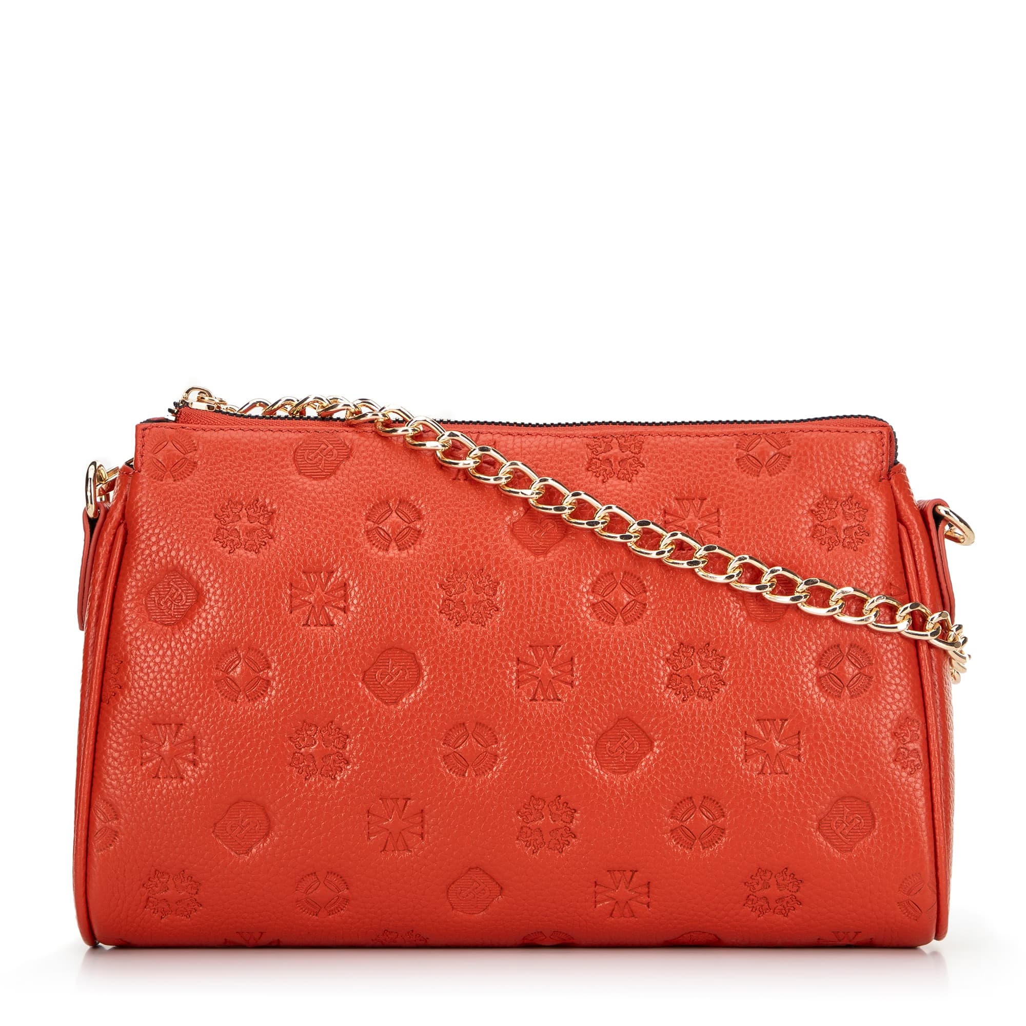 Kožená crossbody kabelka s razením zlatá 99-4E-307-G 1