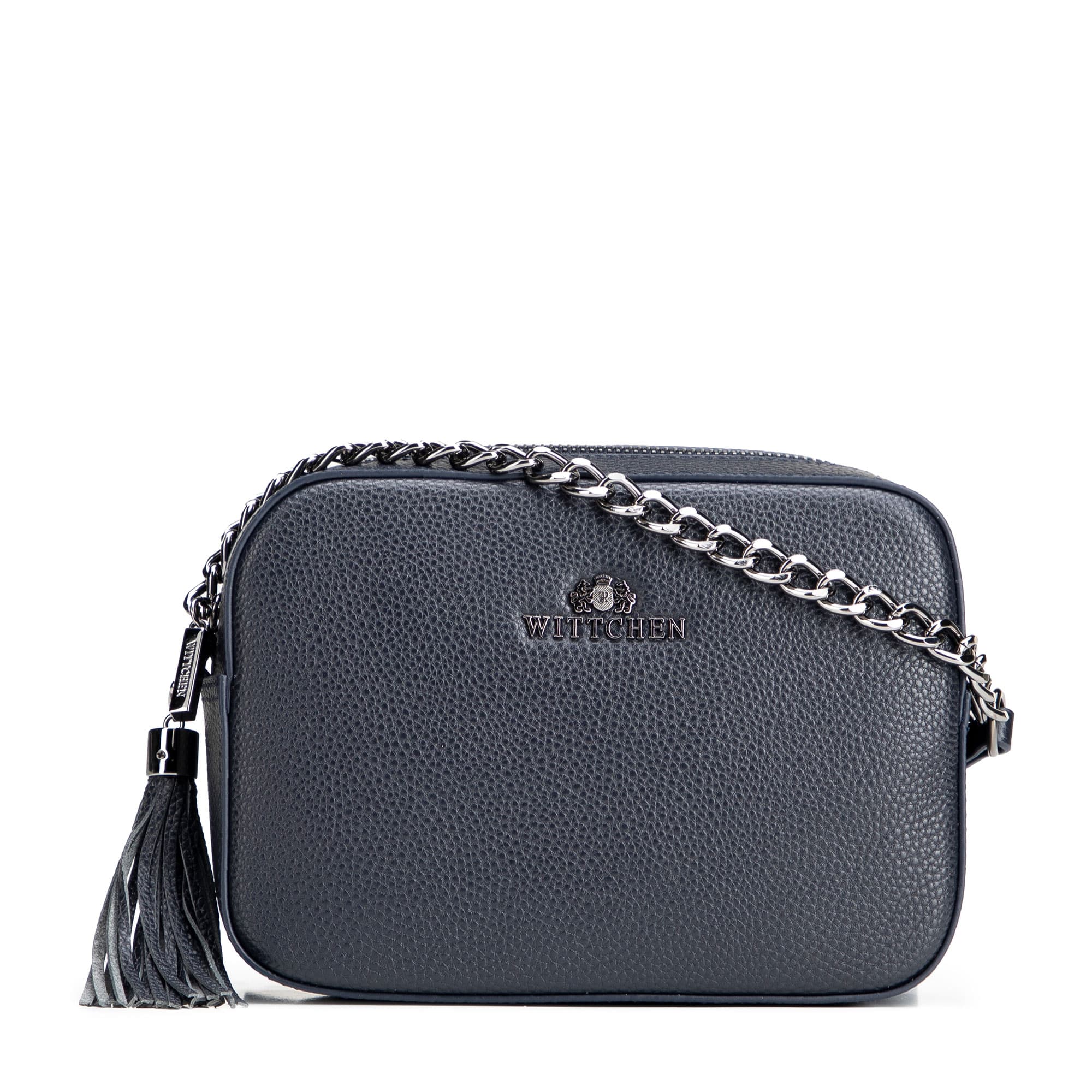 Crossbody kabelka z prírodnej kože s retiazkou 29-4E-015-N 1