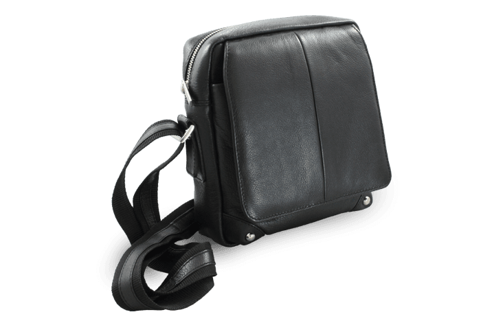 Malý čierny kožený pánsky crossbag 215-1919-60 1