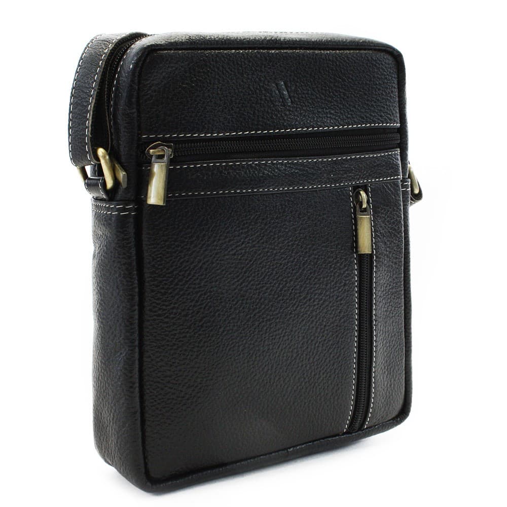 Čierna kožená crossbody taška 1