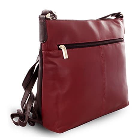 Burgundy-čierna kožená zipsová kabelka 212-3015-60/34 1