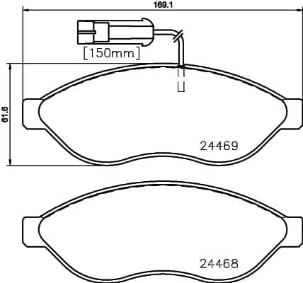 HELLA Sada brzdových platničiek kotúčovej brzdy 8DB 355 020-661 1