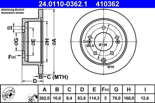 ATE Brzdový kotúč 24011003621 1