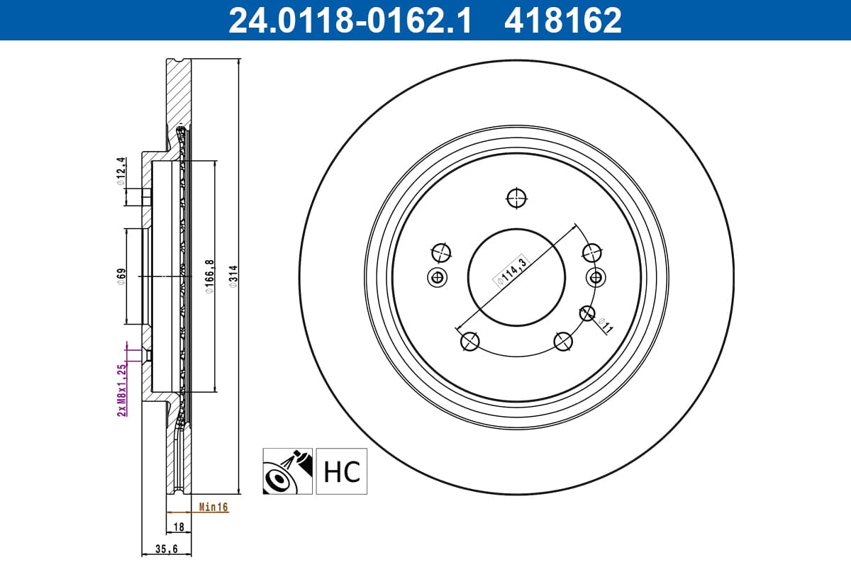 ATE Brzdový kotúč 24.0118-0162.1 1
