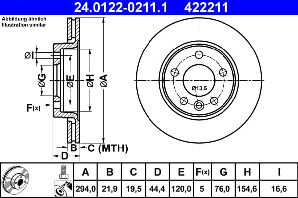 ATE Brzdový kotúč 24012202111 1