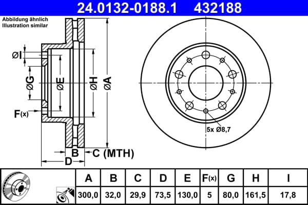 ATE Brzdový kotúč 24.0132-0188.1 1