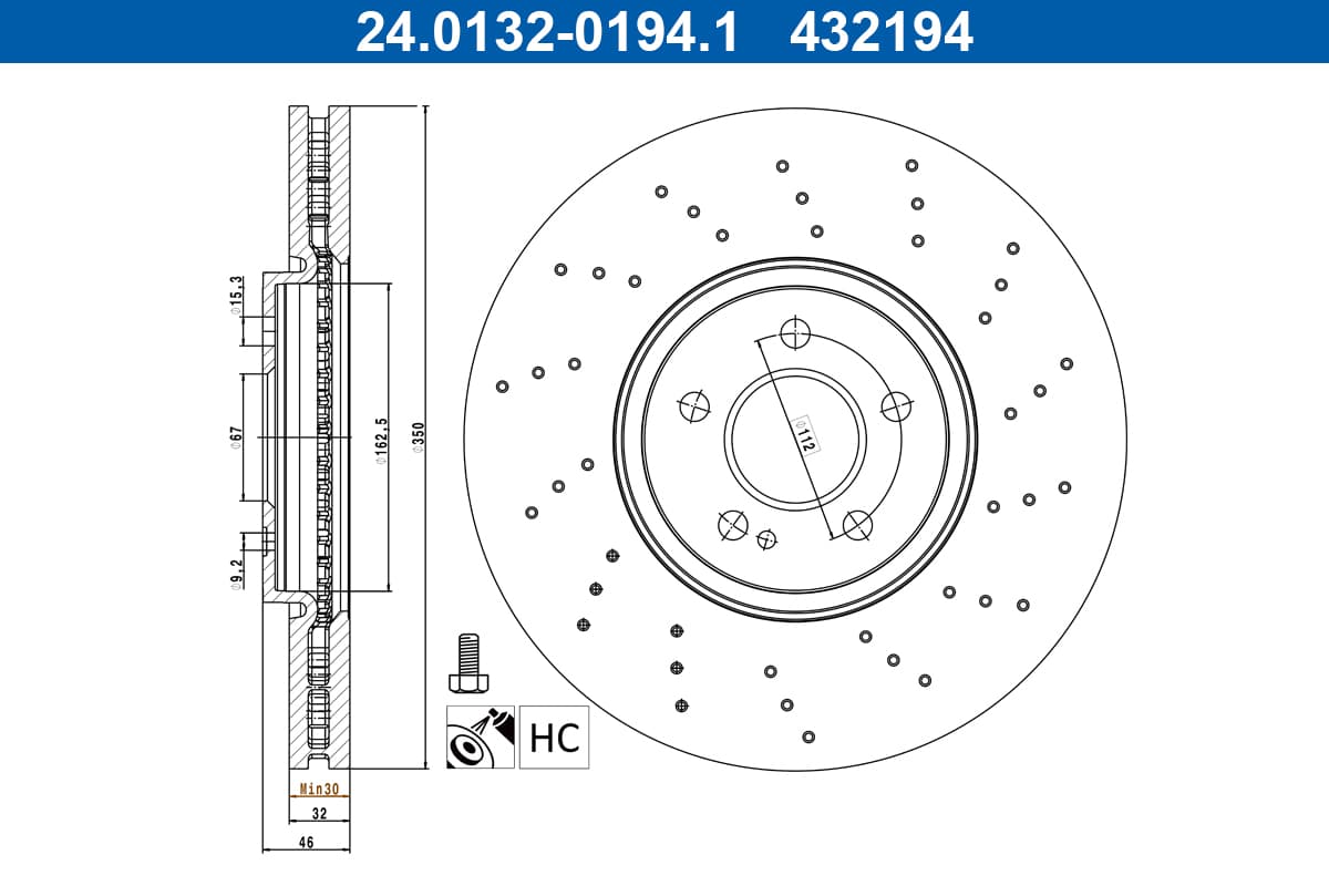 ATE Brzdový kotúč 24.0132-0194.1 1