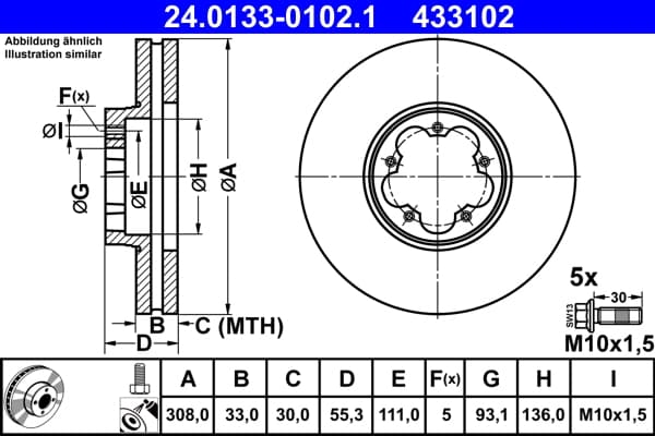 ATE Brzdový kotúč 24013301021 1