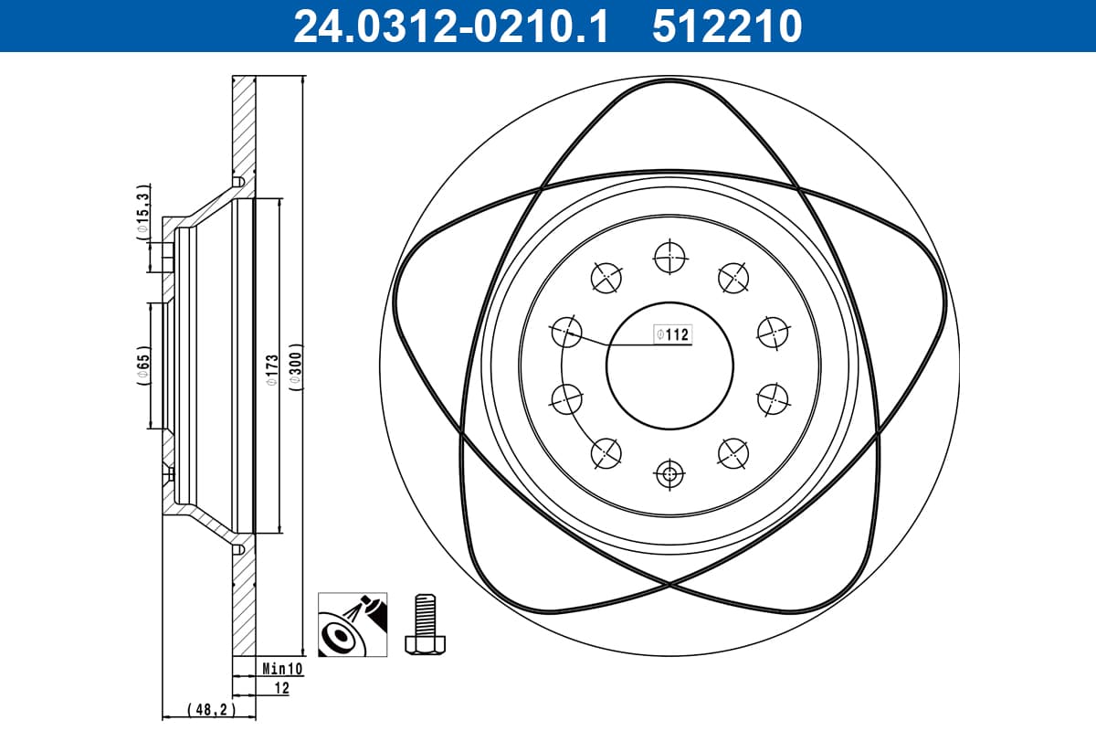 ATE Brzdový kotúč 24.0312-0210.1 1