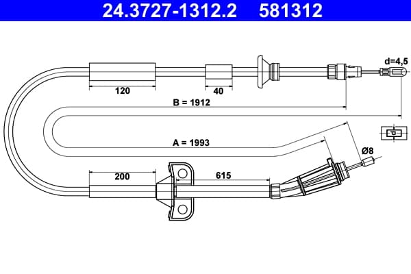 ATE Ťažné lanko parkovacej brzdy 24372713122 1