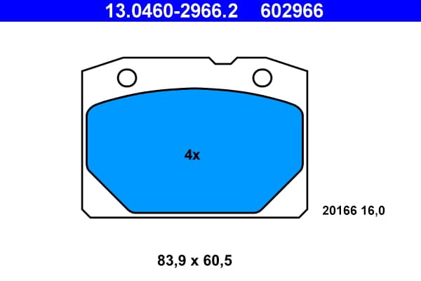 ATE Sada brzdových platničiek kotúčovej brzdy 13046029662 1