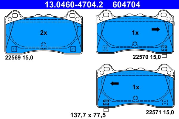 ATE Sada brzdových platničiek kotúčovej brzdy 13.0460-4704.2 1