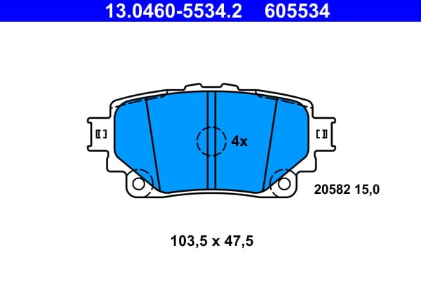 ATE Sada brzdových platničiek kotúčovej brzdy 13.0460-5534.2 1