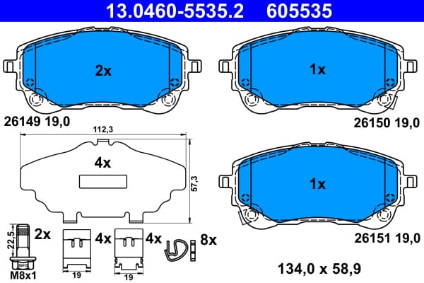 ATE Sada brzdových platničiek kotúčovej brzdy 13.0460-5535.2 1