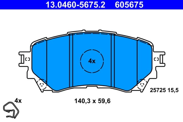 ATE Sada brzdových platničiek kotúčovej brzdy 13.0460-5675.2 1
