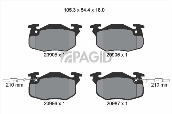 PAGID Sada brzdových platničiek kotúčovej brzdy T6088N 1
