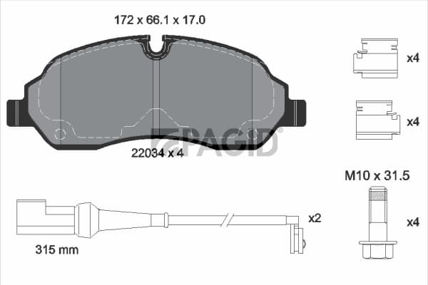 PAGID Sada brzdových platničiek kotúčovej brzdy T2395N 1