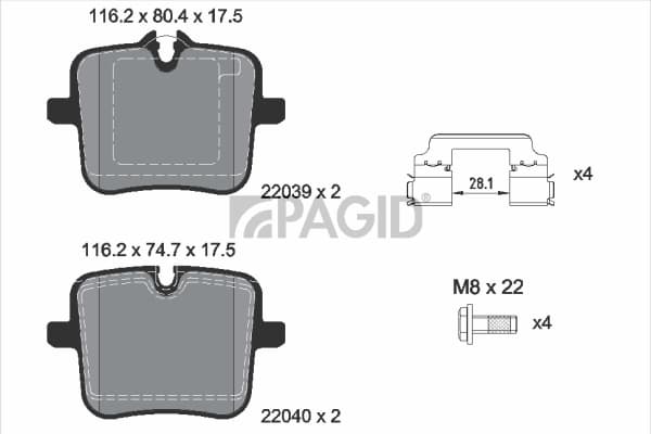 PAGID Sada brzdových platničiek kotúčovej brzdy T2735N 1