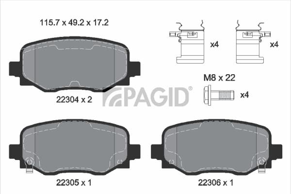 PAGID Sada brzdových platničiek kotúčovej brzdy T2446N 1