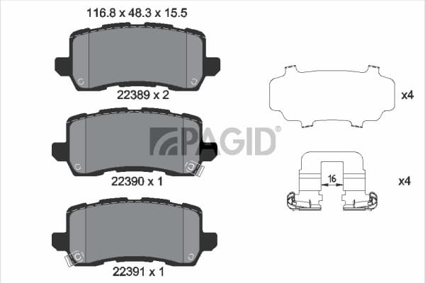 PAGID Sada brzdových platničiek kotúčovej brzdy T2519N 1