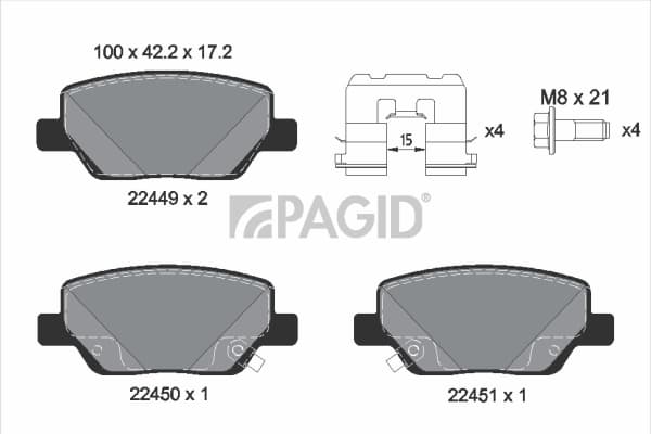 PAGID Sada brzdových platničiek kotúčovej brzdy T2668N 1
