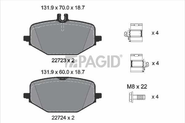 PAGID Sada brzdových platničiek kotúčovej brzdy T2874N 1