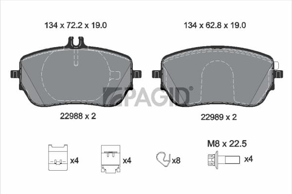 PAGID Sada brzdových platničiek kotúčovej brzdy T2800N 1