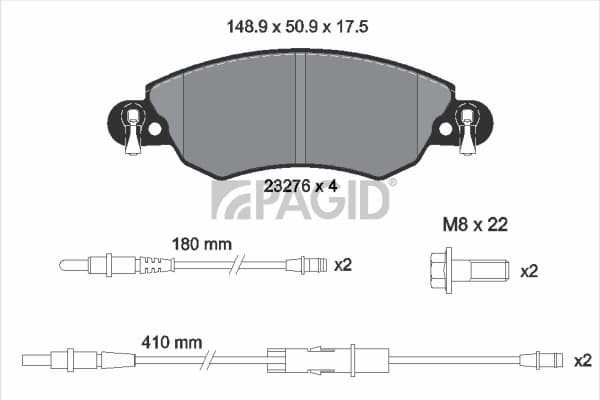 PAGID Sada brzdových platničiek kotúčovej brzdy T9105N 1