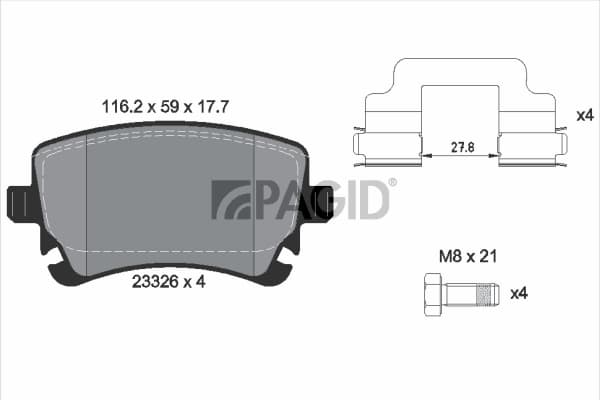 PAGID Sada brzdových platničiek kotúčovej brzdy T1410N 1