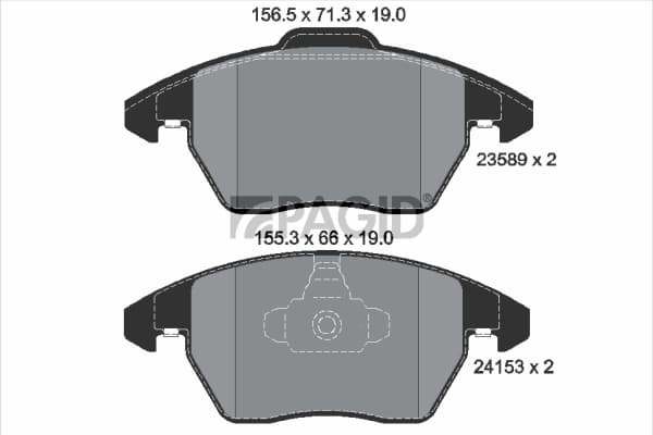 PAGID Sada brzdových platničiek kotúčovej brzdy T1495N 1