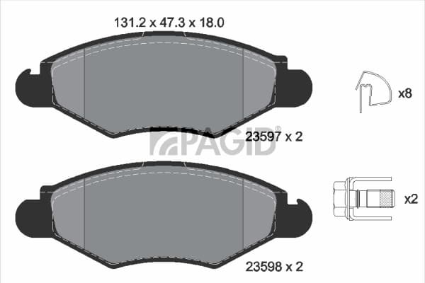 PAGID Sada brzdových platničiek kotúčovej brzdy T1245N 1