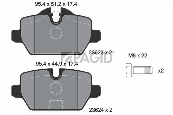PAGID Sada brzdových platničiek kotúčovej brzdy T1445N 1