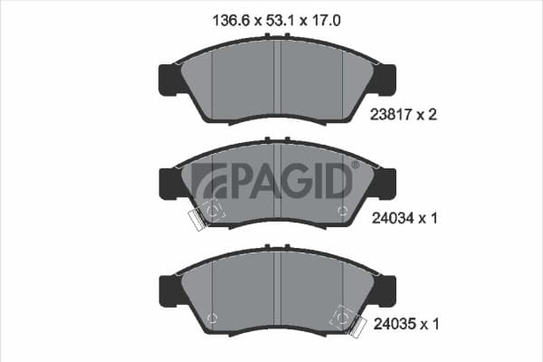 PAGID Sada brzdových platničiek kotúčovej brzdy T1423N 1