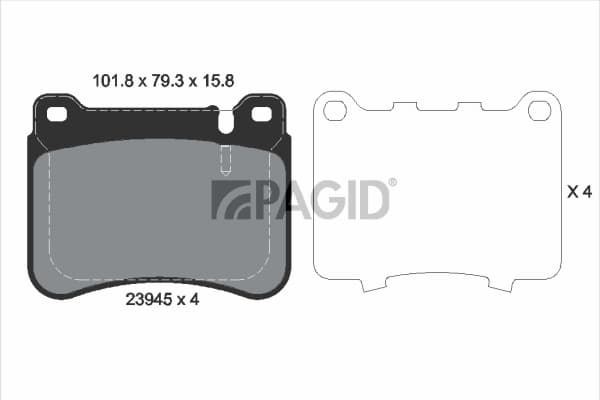 PAGID Sada brzdových platničiek kotúčovej brzdy T1549N 1
