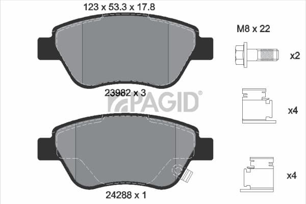 PAGID Sada brzdových platničiek kotúčovej brzdy T1647N 1